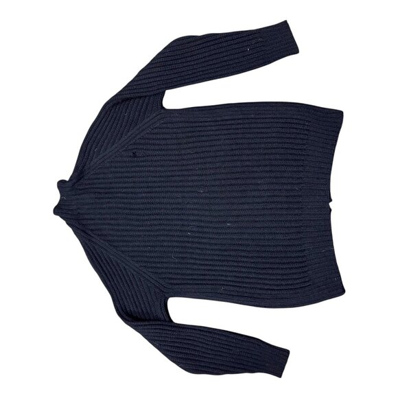 Peruvian Connection XL Baby Alpaca & Silk Black Ribbed Knit Cardigan Sweater Zip - Picture 2 of 5